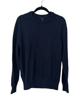 Quince Men’s 100% Organic Cotton Ribbed Crewneck Knit Sweater in Navy Sz M NWT
